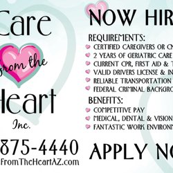 Care from the Heart - Always looking for the best caregivers to join our excellent team.