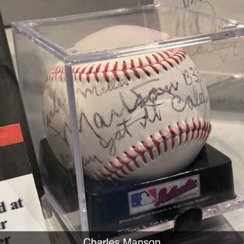 Alcatraz East - Charles Manson signed baseball - Museums Near Me - Pigeon Forge, Tennessee Alcatraz East - Charles Manson signed baseball - Museums Near Me - Pigeon Forge, Tennessee