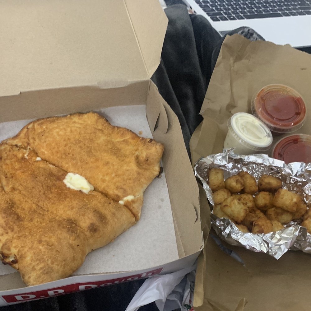 Pepperoni calzone & tots box. Get their ranch sauce on the side- it was amazing for dipping!