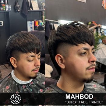 Styles Barber Lounge - Mahbod is styling a trendy fringe haircut for his client! - Barbers Near Me - Los Angeles, California Styles Barber Lounge - Mahbod is styling a trendy fringe haircut for his client! - Barbers Near Me - Los Angeles, California