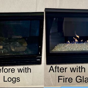 FireplaceFix - Gold Fire Glass Conversion - Fireplace Services Near Me FireplaceFix - Gold Fire Glass Conversion - Fireplace Services Near Me