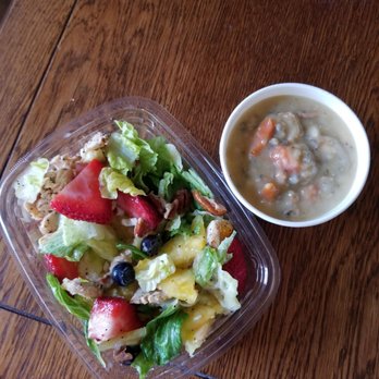 Panera Bread - Strawberry chicken salad with chicken and wild rice soup. - Sandwiches Near Me - Sacramento, California Panera Bread - Strawberry chicken salad with chicken and wild rice soup. - Sandwiches Near Me - Sacramento, California