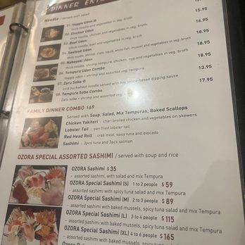 Ozora Sushi Restaurant - Menu - Sushi Bars Near Me - Concord, California