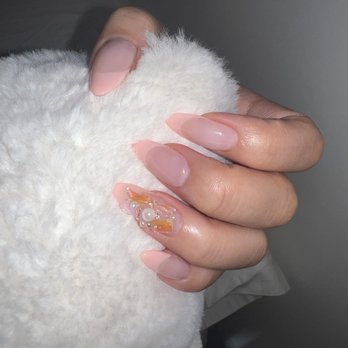 Solo Nails - Gel-X extension with Korean gel peach color & Korean style gems - Nail Salons Near Me - Los Angeles, California Solo Nails - Gel-X extension with Korean gel peach color & Korean style gems - Nail Salons Near Me - Los Angeles, California