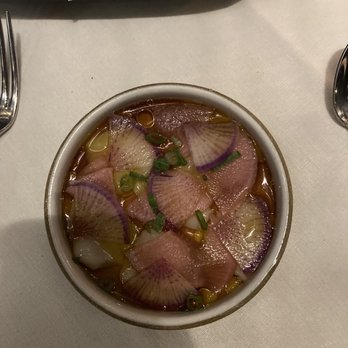 Talulla - Scallop crudo from the tasting menu Feb 2023 - New American Near Me - Cambridge, Massachusetts Talulla - Scallop crudo from the tasting menu Feb 2023 - New American Near Me - Cambridge, Massachusetts