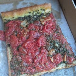 Pizza & Pasta 22 - Focaccia Square with garlic, tomato, and basil.