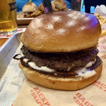 Backporch Drafthouse - Temple - Mushroom Swiss burger - American Near Me - Temple, Texas
