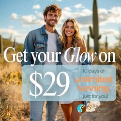 Sunchain Tanning - New Clients, grab a 10 day deal from Sunchain. Level 2 $29, Level 3 $39, Level 4 $49 and Level 5 $59