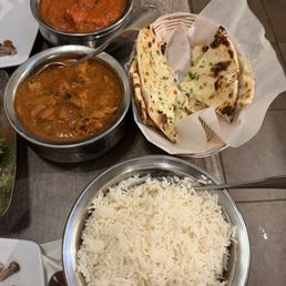 Mango Pineapple Chicken, Chicken Tikka Masala, Cheese Garlic Naan
