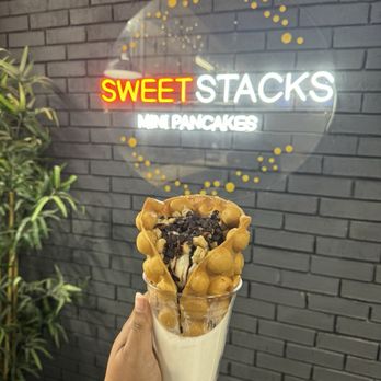 Sweet Stacks - Cookie dough bubble waffle cone - Desserts Near Me - Garden City, Michigan Sweet Stacks - Cookie dough bubble waffle cone - Desserts Near Me - Garden City, Michigan