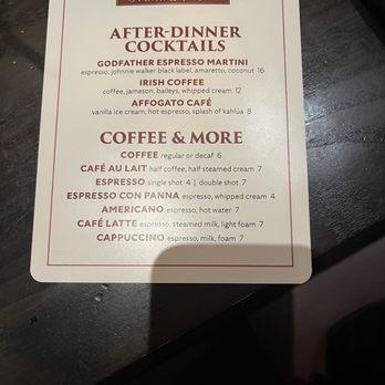 Bugatti's Steak & Pasta - After drink menu - Steakhouses Near Me - St. Charles, Missouri