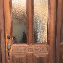 Replaced by DWIGHT'S GLASS because Cameron refused to replace the glass and said the door was " beyond repair" Replaced by DWIGHT'S GLASS because Cameron refused to replace the glass and said the door was " beyond repair"