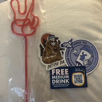 Dutch Bros Coffee - Freebies (Silly Straw, Two Stickers, + a card to encourage customers to sign up for their rewards system) - Juice Bars & Smoothies Near Me - Louisville, Kentucky Dutch Bros Coffee - Freebies (Silly Straw, Two Stickers, + a card to encourage customers to sign up for their rewards system) - Juice Bars & Smoothies Near Me - Louisville, Kentucky