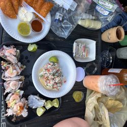 Mariscos Los Corales - Shrimp empanadas, ostiones preparadas, fish ceviche.