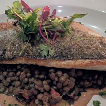 Entre Nous French Bistro - Loup de Mer et Lentilles (Sea Bass) - Wine Bars Near Me - Pasadena, California Entre Nous French Bistro - Loup de Mer et Lentilles (Sea Bass) - Wine Bars Near Me - Pasadena, California