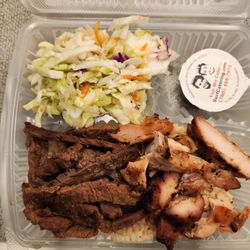 Surf Brothers Teriyaki - Delicious Steak and Chicken combo with brown rice and salad.