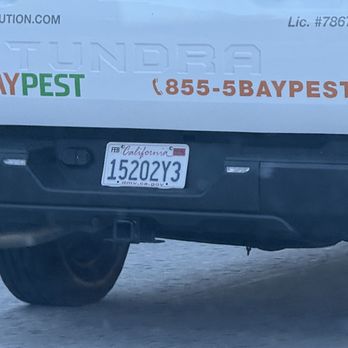Bay Pest - License plate of reckless driver - Pest Control Near Me - Pleasanton, California Bay Pest - License plate of reckless driver - Pest Control Near Me - Pleasanton, California