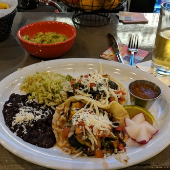 Choza - Verduras tacos with cilantro lime rice and black beans. Sesion Mexican lager to the right - Mexican Near Me - Tigard, Oregon Choza - Verduras tacos with cilantro lime rice and black beans. Sesion Mexican lager to the right - Mexican Near Me - Tigard, Oregon