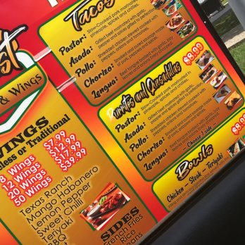 Best Tacos And Wings - a menu for the restaurant - Chicken Wings Near Me - Lumberton, North Carolina