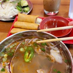 Vietnamese coffee P2. Rare Steak, Brisket A1. Pork & Shrimp Egg Roll