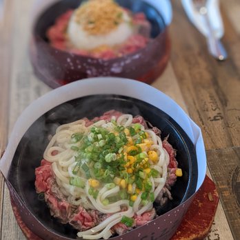 Sizzling Lunch - Garlic beef udon + Garlic pepper steak with rice | ig @ voyeges - Steakhouses Near Me - Cupertino, California Sizzling Lunch - Garlic beef udon + Garlic pepper steak with rice | ig @ voyeges - Steakhouses Near Me - Cupertino, California