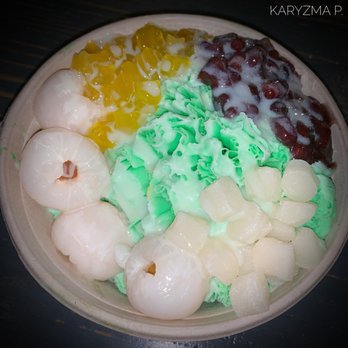 The Block - Pandan ice cream with mochi, lychee, mango jelly, red beans, and drizzled with condensed milk. YUM! - Asian Fusion Near Me - Annandale, Virginia