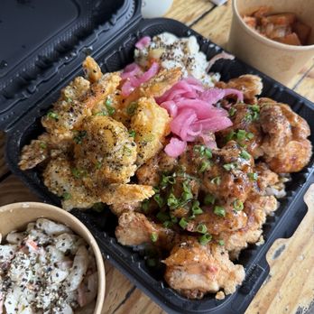 Faka’s Island Grill - Chicken Karrage & Shrimp plate - Polynesian Near Me - Long Beach, California