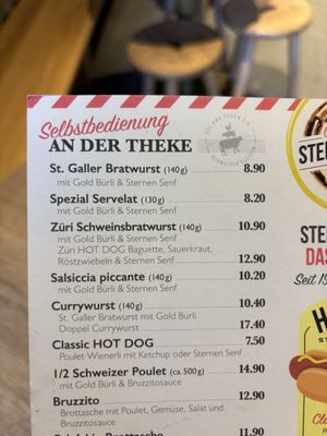 Menu photo 1 STERNEN GRILL Zürich, ZH Menu photo 1 STERNEN GRILL Zürich, ZH