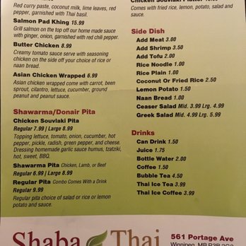 Shaba Thai cuisine - the menu - Thai Near Me - Winnipeg, Manitoba Shaba Thai cuisine - the menu - Thai Near Me - Winnipeg, Manitoba