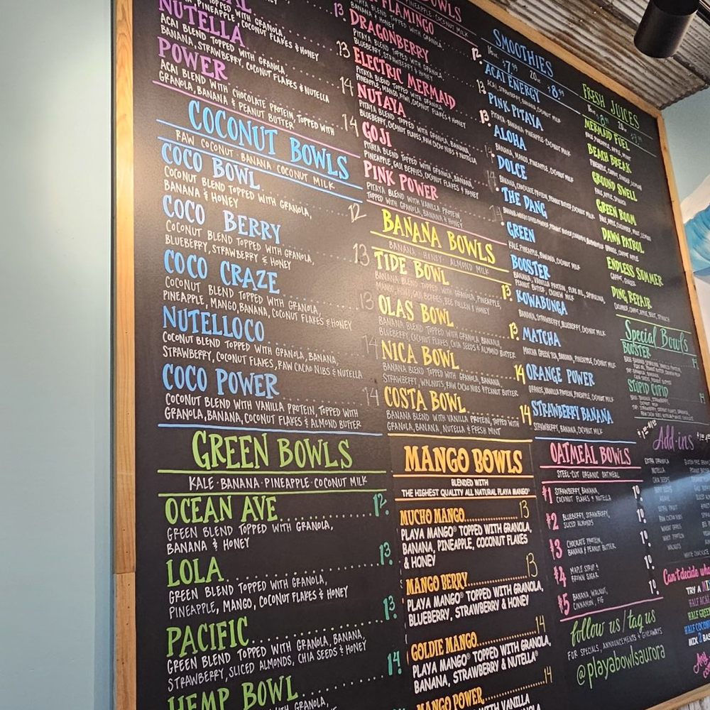 Playa Bowls - Menu - Juice Bars & Smoothies Near Me - Aurora, Colorado Playa Bowls - Menu - Juice Bars & Smoothies Near Me - Aurora, Colorado