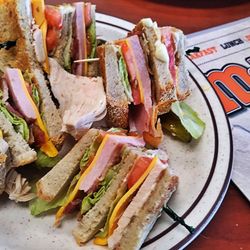 M & M Cafe - Proper Club Sandwich Ham, Turkey Breast and Bacon OMG  Delicious