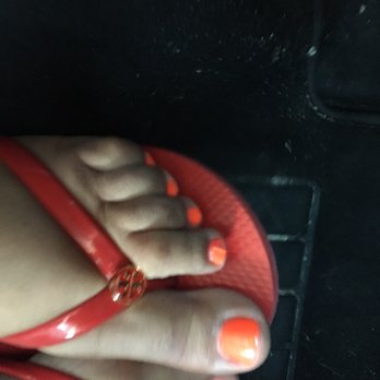 Ulux Nail Spa - Neon orange smudged - Nail Salons Near Me - Dallas, Texas Ulux Nail Spa - Neon orange smudged - Nail Salons Near Me - Dallas, Texas