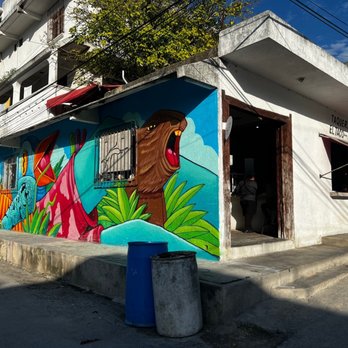 El Taco Maya - Front door with interesting mural - Tacos Near Me - Akumal, ROO