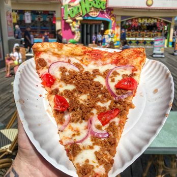 Joey Tomato's - This is a chorizo slice with red onions and cherry peppers. It was my 2nd fave of 5 SLICES I ate. First place goes to the tomato pie. - Pizza Near Me - Point Pleasant Beach, New Jersey Joey Tomato's - This is a chorizo slice with red onions and cherry peppers. It was my 2nd fave of 5 SLICES I ate. First place goes to the tomato pie. - Pizza Near Me - Point Pleasant Beach, New Jersey