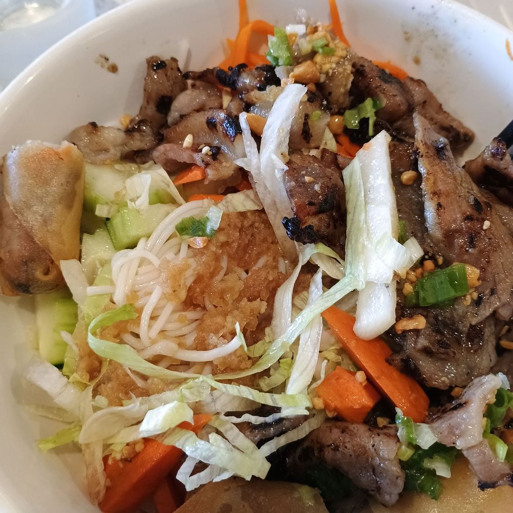 Pho Thai - Grilled pork rice vermicelli and added spring rolls for additional cost - Vietnamese Near Me - Rego Park, New York Pho Thai - Grilled pork rice vermicelli and added spring rolls for additional cost - Vietnamese Near Me - Rego Park, New York
