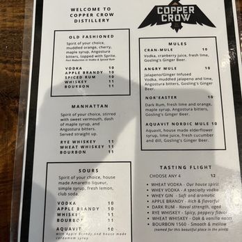 Copper Crow Distillery - Menu - Distilleries Near Me - Bayfield, Wisconsin