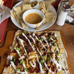 Chips n' Rotel & bbq chicken flatbread