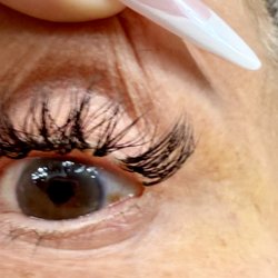 Trish's Lashes - My eye with bald gaps.