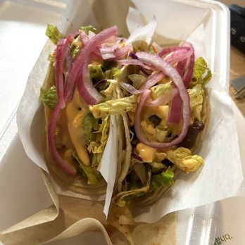 Kimchi Box - Spicy pork tacos...packed with meat and the sauce is so good! - Korean Near Me - Tacoma, Washington