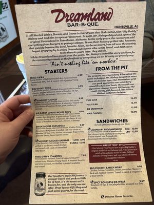 Menu photo 1 Dreamland BBQ Huntsville, AL