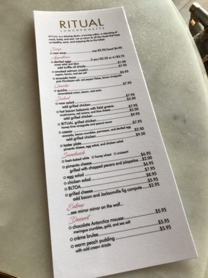 Menu photo 1 Ritual Luncheonette & Bar Jacksonville, TX