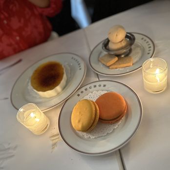Bouchon - crème brulée, peach sorbet, passion fruit & pumpkin macarons - French Near Me - Yountville, California