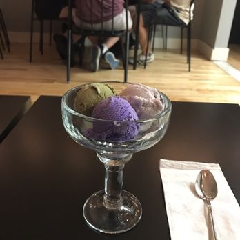 Urban Leaf Cafe - 3 scoops of ice cream: red bean, Ube and green tea - Desserts Near Me - Nutley, New Jersey Urban Leaf Cafe - 3 scoops of ice cream: red bean, Ube and green tea - Desserts Near Me - Nutley, New Jersey