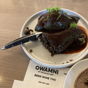 Owamni - Poblano stuffed with wild rice & mushrooms - New American Near Me - Minneapolis, Minnesota