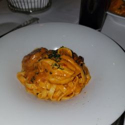 The Carriage House Restaurant - seafood pasta...it is double this portion however they were very kind and split it in half for my sister and I.