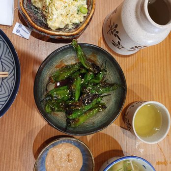 Koi Japanese Cuisine - Shishito peppers and Japanese potato salad - Ramen Near Me - Centennial, Colorado Koi Japanese Cuisine - Shishito peppers and Japanese potato salad - Ramen Near Me - Centennial, Colorado