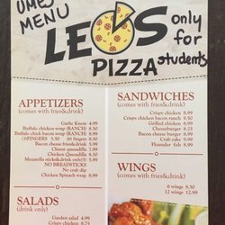 Leo's Pizza - UMES Menu
