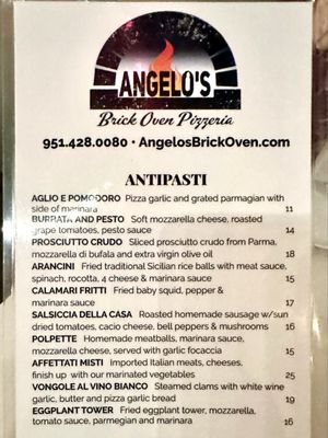 Menu photo 7 Angelos Brick Oven Pizzeria Wildomar, CA Menu photo 7 Angelos Brick Oven Pizzeria Wildomar, CA