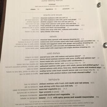 Zuma - Menu 1 - Sushi Bars Near Me - New York, New York Zuma - Menu 1 - Sushi Bars Near Me - New York, New York