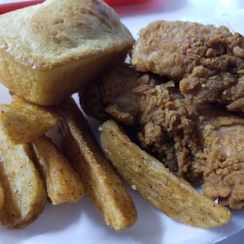 Aunt Bea's BBQ - Chicken tender tray with wedges and corn bread. - Barbeque Near Me - Hillsville, Virginia Aunt Bea's BBQ - Chicken tender tray with wedges and corn bread. - Barbeque Near Me - Hillsville, Virginia